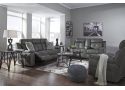 Faux Leather 2 Seater Manual Recliner with Console in Dark Gray - Nathan